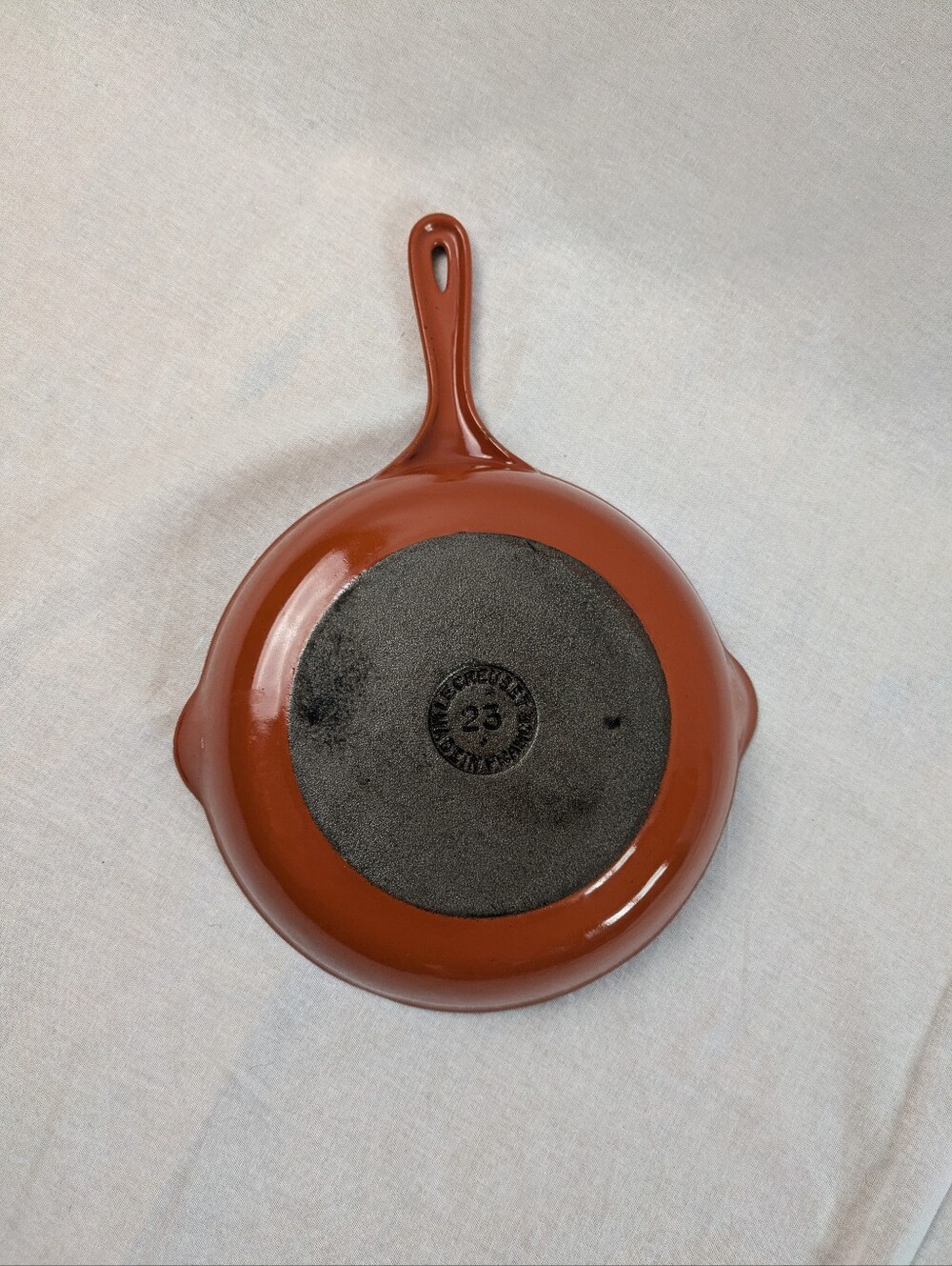 Vintage Le Creuset Cast Iron Skillet #23 Burnt Orange Made in France - Picture 3 of 4